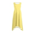 thumbnail image 5 of Women's Summer Dresses Sleeveless Round Neck Solid Color Drawstring Mini Dress Yellow, 5 of 8