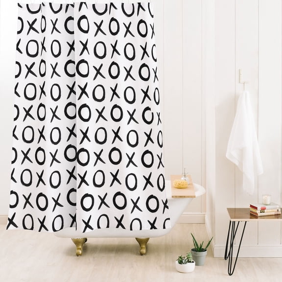 Society6 Amy Sia Love Xo Black And White Shower Curtain 71" x 74"