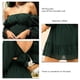 thumbnail image 4 of Vestido de mujer con manga media linterna y lazo en la espalda, minivestido con hombros descubiertos y volantes para verano OD Green S, 4 of 5