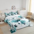 thumbnail image 3 of Chic Floral Bedding Queen Size Women Hydrangea Flower Comforter Set Queen,Teal Ombre Duvet Insert Gradient Oil Painting Quilt Set,Vintage Watercolor Bedding Comforters & Sets, 3 of 7
