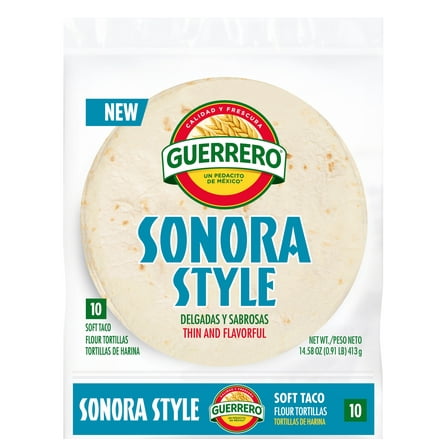 Guerrero Sonora Style Tortillas - 8.0" Soft Taco - 10 Count, 14.58 oz.