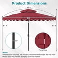 thumbnail image 3 of Gymax 9 FT Patio Umbrella w/Push Button Tilt & Crank 2-Tier Vented Top 8 Metal Ribs Red, 3 of 10