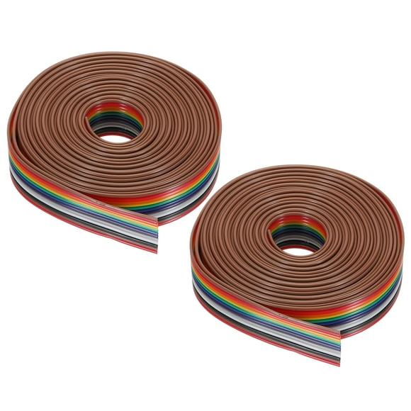 Unique Bargains 2 Pcs 12 Pin Flat Rainbow Ribbon Cable 9.84FT 1.27mm Pitch Breadboard Jumper Wires