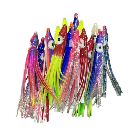 Glow In The Dark 20Pcs Set Of Soft Squid Skirt Fishing Tackle Octopus Bait