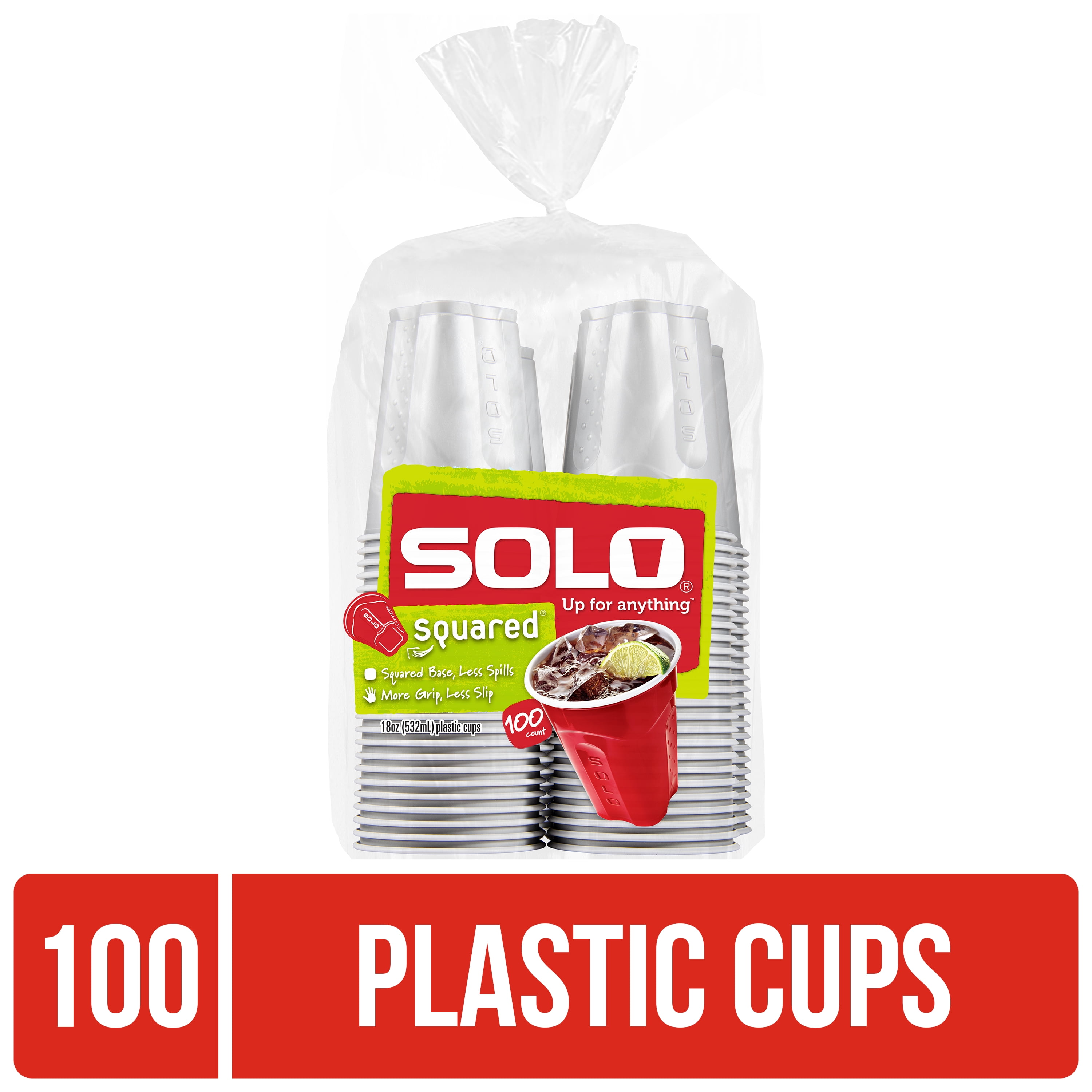 Silver Solo Squared Plastic Cups, 18 oz, 100 Count