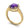 thumbnail image 2 of 2.27 ct Oval Cut Natural Amethyst Solitaire with Accents Engagement Ring for Women in 18K Yellow Gold, 2 of 5