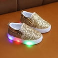 thumbnail image 4 of Toddler Girl Boots,Girls Fashion Sneakers with Flashing LED Lights Sparkly Casual Shoes Breathable Platform Sole Comfortable Kids Shoes for Play and Nighttime,Toddler Snow Boots,Gold,3-3.5 Years, 4 of 9