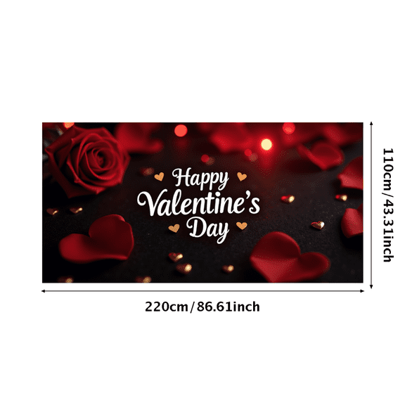 LUUFILx Valentine's Day Backdrop Romantic Heart Roses Party Supplies Wedding Decoration Happy Valentine Background Banner Photography Props Celebration
