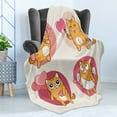 thumbnail image 4 of Kitty Soft Flannel Fleece Blanket, Cartoon Cats Illustration Kitten in Love Painting a Heart Carrying Romantic Balloons, Cozy Plush for Indoor and Outdoor Use, 50" x 70", Multicolor, by Ambesonne, 4 of 5