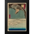 thumbnail image 2 of Hiroshige, Ando 17x24 Black Modern Framed Museum Art Print Titled - Hawk flying above a snowy landscape along the coastline., 1857, 2 of 5