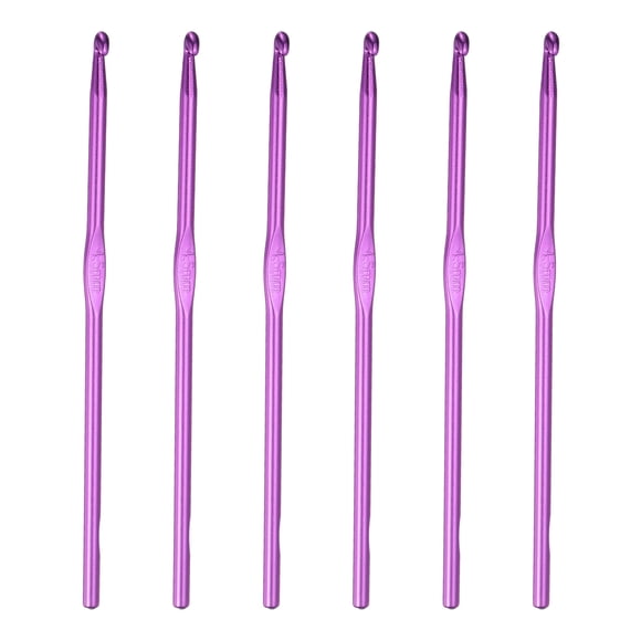 Unique Bargains 4.5mm Aluminum Crochet Hook Knitting Crochet Knitting Needles Crochet Hooks with Size Purple 6Pcs