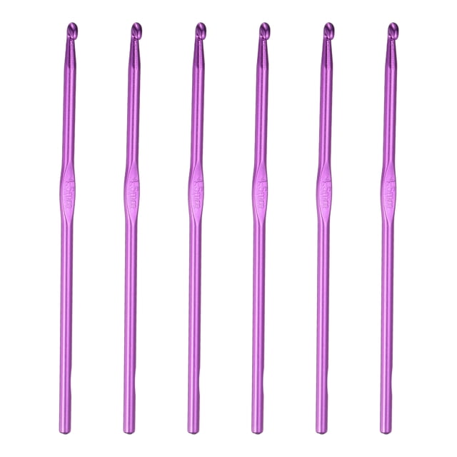 Uxcell Gancho de Crochet de Aluminio de 4.5mm Agujas de Tejer de Crochet Ganchos de Crochet con Tamaño Púrpura 6Pcs