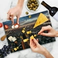 thumbnail image 4 of USA Cutting Board, Aerial View of the Manhattan Skyline at Sunset Famous Financial District NYC, Decorative Tempered Glass Cutting and Serving Board, Large Size, Blue Orange White, by Ambesonne, 4 of 5