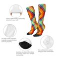 thumbnail image 3 of Goofa Abstract Watercolors Tartan Pattern Adult Stockings, Color-Block Knee High Socks, Comfortable and Breathable, Soft and Stretchable, Sports, and Decoration, 3 of 6