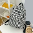 thumbnail image 3 of Grid Backpack Heavy Duty, Bowknot Embroidery School Backpack, Durable Student Bookbag for Elementary Primary Middle School, Black, 3 of 7