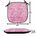 thumbnail image 5 of Zebra Print Chair Seating Cushion, Striped Zebra Animal Skin Pattern in Vivid Color Fun Art Print, Soft Seat Pads for Office with Anti-slip Backing, 16"x16", Pink Black, by Ambesonne, 5 of 7