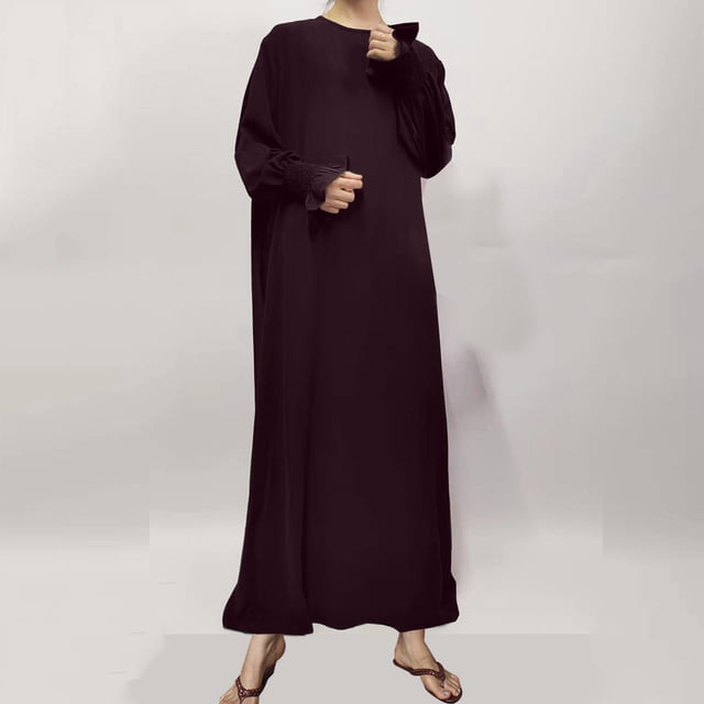 Gspmoly Robes pour Femmes, Jupe Longue Ajustée au Tempérament Contrasté pour Femmes avec Empiècement en Feuille d'Or, Robe Musulmane, Robe, Robes de Travail pour Femmes Offres du Jour