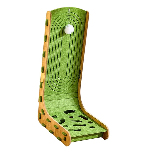 Árbol para gatos de fieltro para gatos de interior, rascador en forma de L, resistente al desgaste, almohadilla rascadora portátil con bola colgante verde con bola de campana