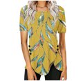 thumbnail image 1 of Blusas de Manga Corta para las Mujeres Botón Impreso Cuello Redondo Top Casual, Blusas para las Mujeres Casual, 1 of 5