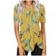 thumbnail image 1 of Blusas de Manga Corta para las Mujeres Botón Impreso Cuello Redondo Top Casual, Blusas para las Mujeres Casual, 1 of 5