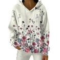 thumbnail image 2 of Women's Fashion Casual Floral Print Pullover Long-Sleeve Hooded Sweatshirt, Beautiful Fall Winter Top with Soft Material and Elegant Design for Seasonal Wear,Beige,L, 2 of 6