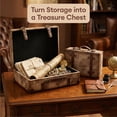 thumbnail image 3 of Old World Map Leather Vintage Style Suitcase with Straps, Set of 2, 3 of 6