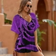 thumbnail image 3 of Purple Rose Beach Cover Ups Women V Neck Short Sleeve Dress Coverups Beachwear, 3 of 6