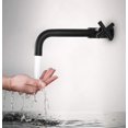 thumbnail image 1 of Grifo de montaje en pared negro, grifo de agua fría para baño, grifo de lavabo de una sola palanca, caño giratorio 360 grados, grifo fregadero fácil instalación, 1 of 9