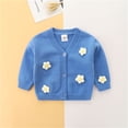 thumbnail image 3 of Coerni Toddler Baby Girls Long Sleeve V-Neck Knit Cardigan Sweater Cotton Button Up Sweater Jacket Flower Outerwear, 3 of 3