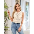 thumbnail image 6 of Women'S Crochet Tank Tops Summer Knit Sweater Vest Hollow Out Sleeveless Boho Top Color M, 6 of 9