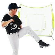 Athletic Works 7ft x 7ft Hit Pitch Training Net for Baseball Softball Protective Screens, New, 11.02lb