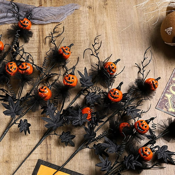 Halloween Decor - Household Imitation - Flower Bouquet - Halloween Decorations Black Pumpkin Cuttings Flower Bouquet Festival Home Adornment