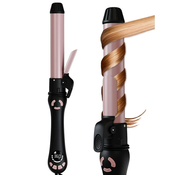 Lanvier Rotating Curling Iron 1.25 Inch Automatic Long Barrel Curling Wand for Waves; Tourmaline Ceramic Self Curler with 2 Rotating Speed, 11 Adjustable Temperature and Dual Voltage