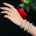 thumbnail image 4 of Luxury Cubic Zirconia Rose Gold Plated Women Bangle Bracelet Ring Set, 4 of 9