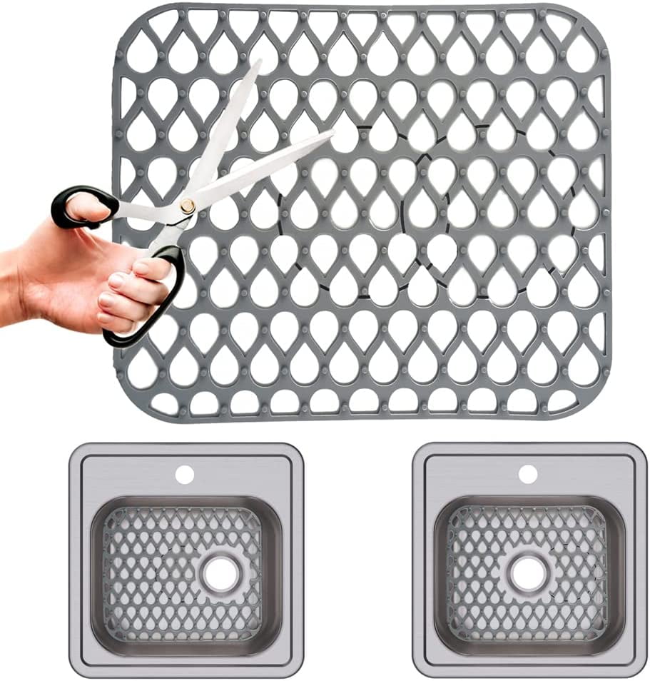 Cuttable Kitchen Silicone Sink Protector, LONGRV 1 PCS Folding Anti