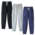 thumbnail image 3 of HILEELANG 3-Pack Boys' Sweatpants 5-15 Years Navy/Gray/Black Cotton Blend Kids Pants School Wear 13-14T, 3 of 9