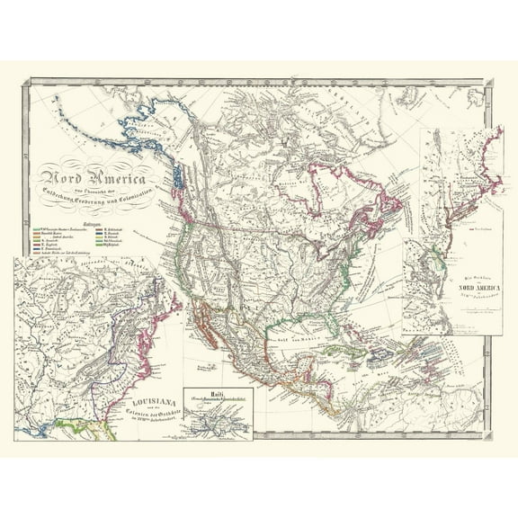 Historic Map - United States Mexico Canada - Spruner 1855 - Vintage Wall Art