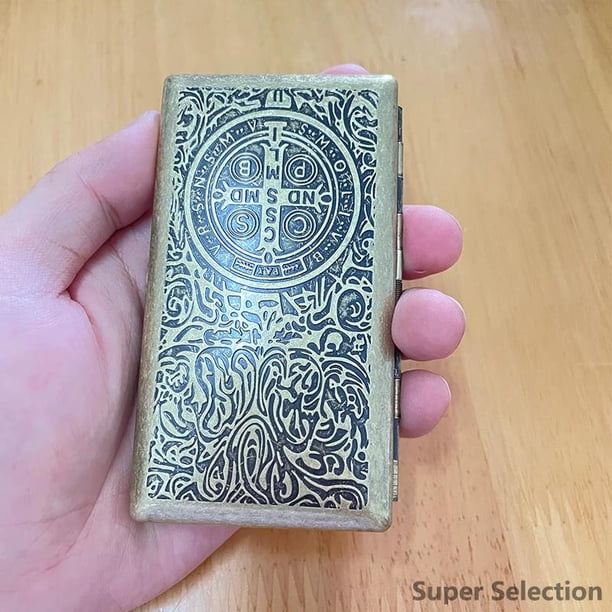 Estuche De Cigarrillos De Metal Antiguo - Caja Porta Cigarros Vintage En Bronce Con Cierre Magnético, Soporte De Tabaco Retro Para Hombre Y Mujer, Capacidad 20 Unidades, Detalle De Colección