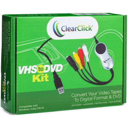 ClearClick VHS to DVD Kit for PC - Software & USB Video Capture Device - Capture from VCR, VHS, Hi8, Camcorders, Gaming (Best Vps For Gaming)