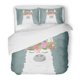 thumbnail image 1 of ABPHQTO Juego de ropa de cama de 3 piezas Pink Llama Cute Cartoon Lama Alpaca en corona de flores Unique Unicorn America Funda nórdica con 2 fundas de almohada, 1 of 1