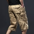 thumbnail image 5 of Xysaqa Men's Big & Tall Cargo Capri Pants Summer Solid Cotton Below Knee Work 3/4 Long Shorts Elastic Waistband Outdoor Hiking Short Pants with Multi Pockets 3X 4X 5X Clearance, 5 of 7