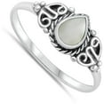thumbnail image 4 of CHOOSE YOUR COLOR Celtic Pear Simulated Mother of Pearl Ring .925 Sterling Silver Band Female Size 8, 4 of 4