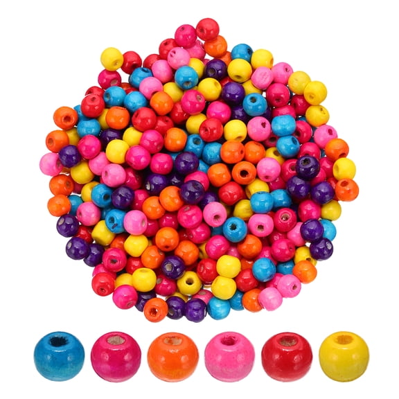 Uxcell 10mm Wooden Beads for Craft, 400 Pcs Round Beads Loose Spacer for Macrame Jewelry DIY Decor, Multicolor
