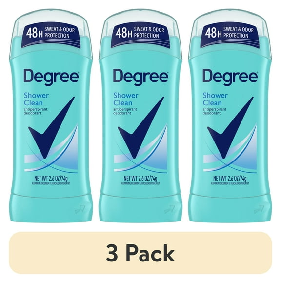 (3 pack) Degree Women's Long Lasting Antiperspirant Deodorant Stick, Shower Clean, 2.6 oz