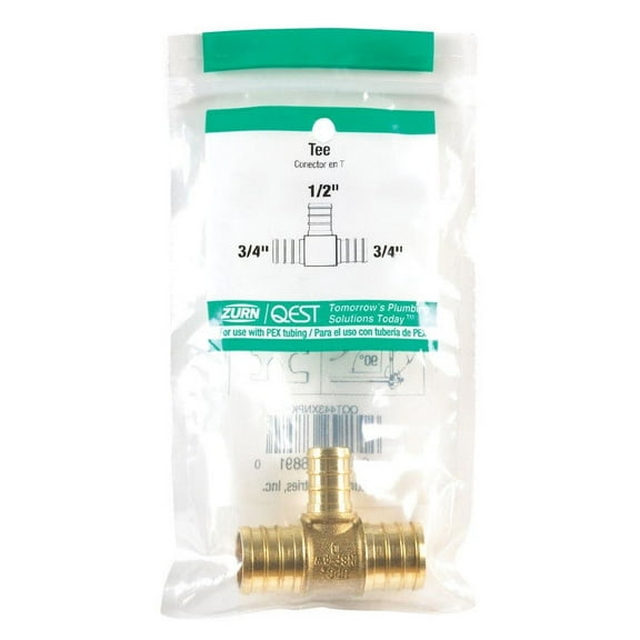 SharkBite UC412LFA Reducing Pipe Tee, 3/4 x 1/2 in, 200 psi Pressure