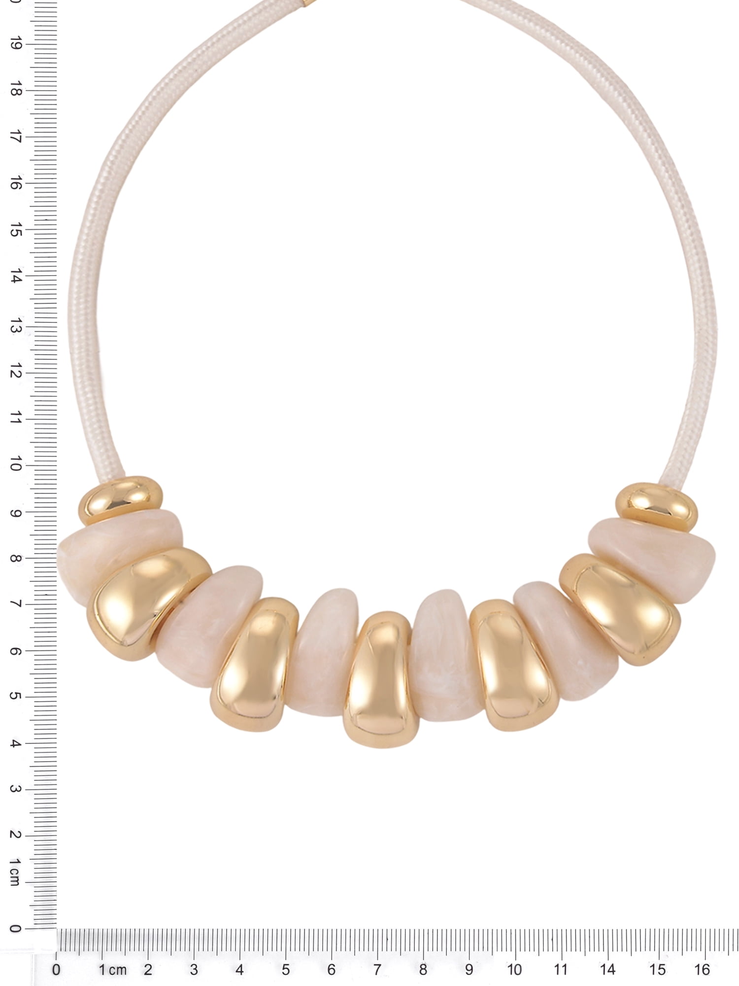 Time and Tru Goldtone Cord Cream Swirl Resin Bead Necklace