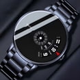 thumbnail image 2 of ORUSS Reloj de Cuarzo para Hombre con Plato Giratorio Único, Correa de Acero Inoxidable Negra, 30 M a Prueba de Agua, Reloj de Pulsera de Moda para Hombre, 2 of 5