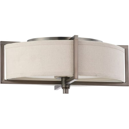 Opal Flush Mount Shade - 2 Light - Oval Flush Fixture - Khaki Fabric Shade