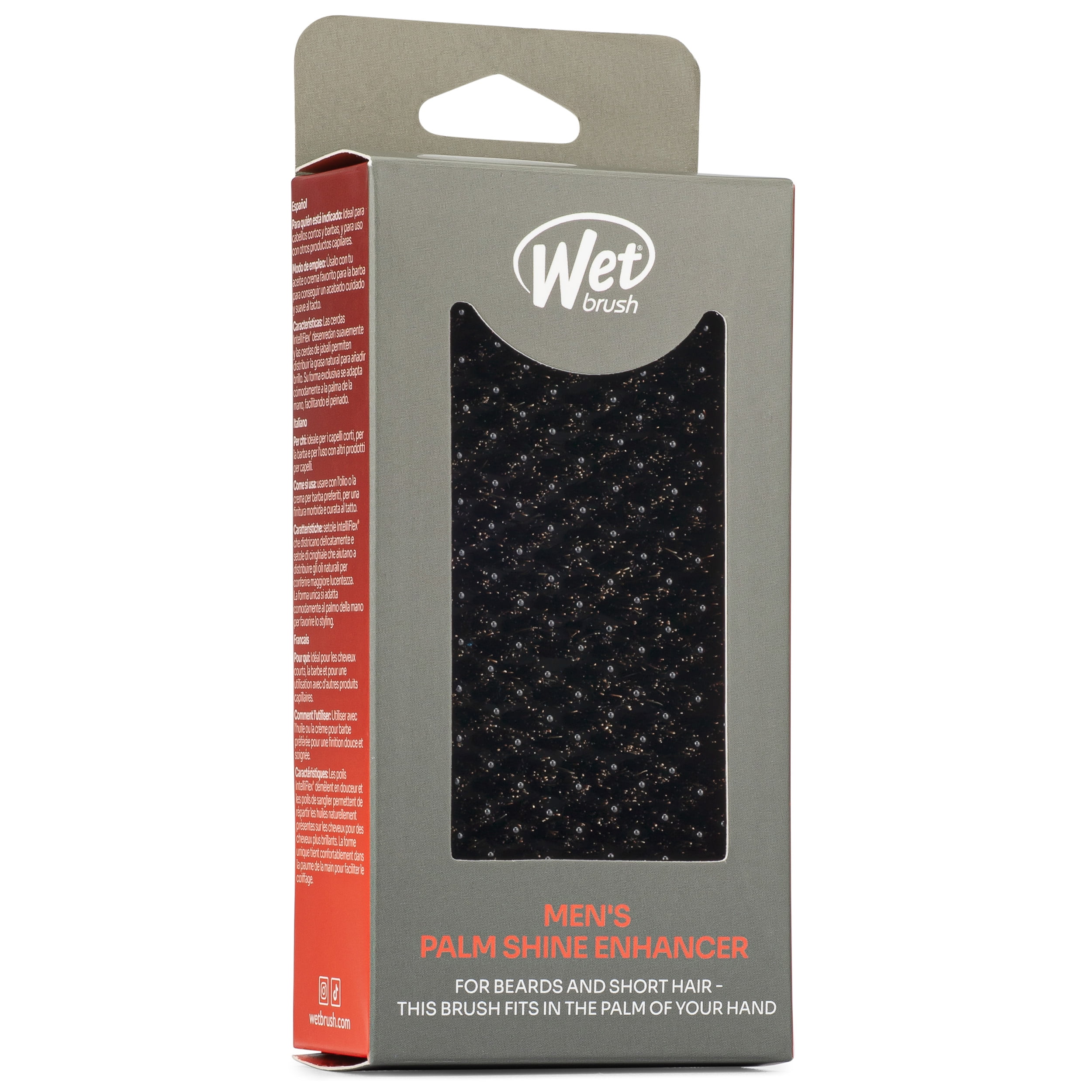 Wet Brush Men's Palm Shine Enhancer, Short Hair and Beards - Black, 1CT