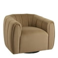 thumbnail image 2 of Rune Modern 360-Degree Swivel Barrel Club Chair, Velvet Upholstered Accent Chair, Camel, 2 of 8